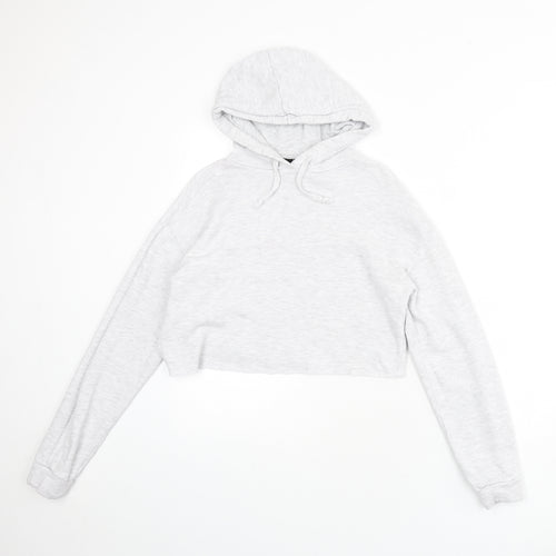 Topshop Womens Grey Cotton Pullover Hoodie Size 6 Pullover - Cropped