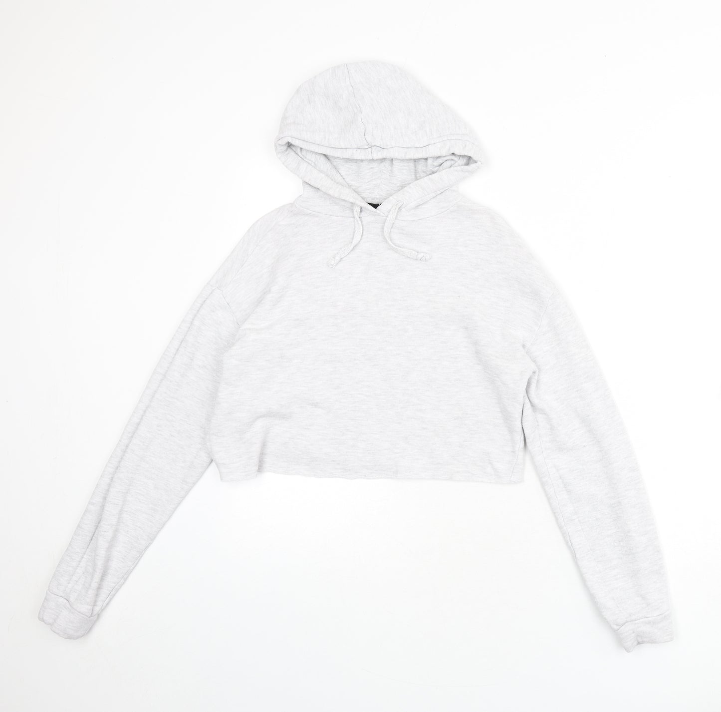 Topshop Womens Grey Cotton Pullover Hoodie Size 6 Pullover - Cropped