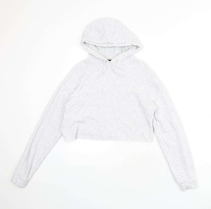 Topshop Womens Grey Cotton Pullover Hoodie Size 6 Pullover - Cropped