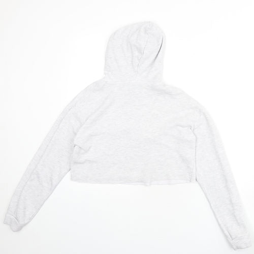 Topshop Womens Grey Cotton Pullover Hoodie Size 6 Pullover - Cropped