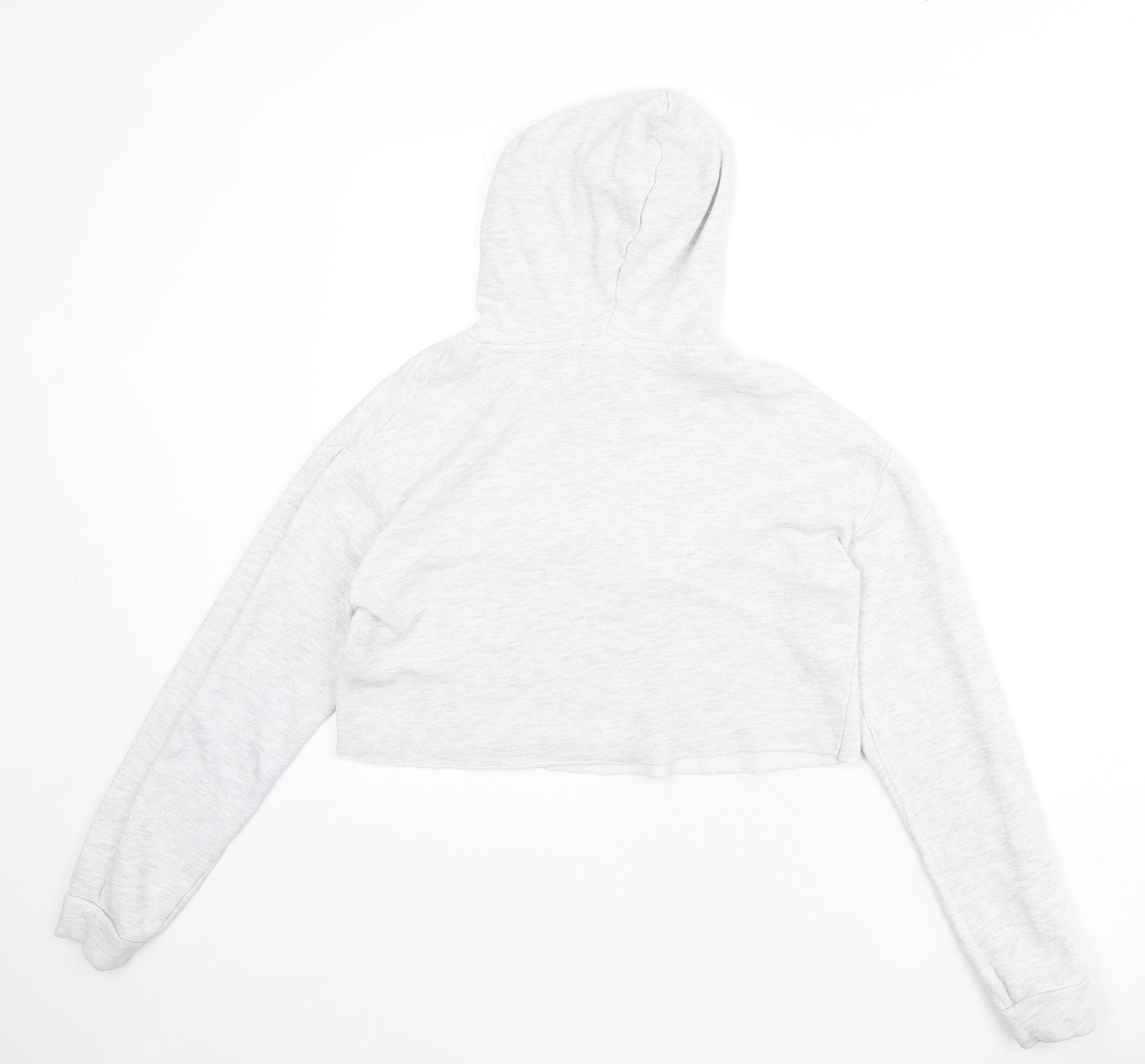 Topshop Womens Grey Cotton Pullover Hoodie Size 6 Pullover - Cropped