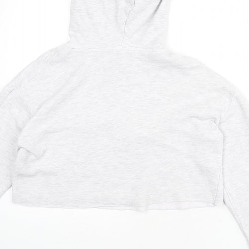 Topshop Womens Grey Cotton Pullover Hoodie Size 6 Pullover - Cropped