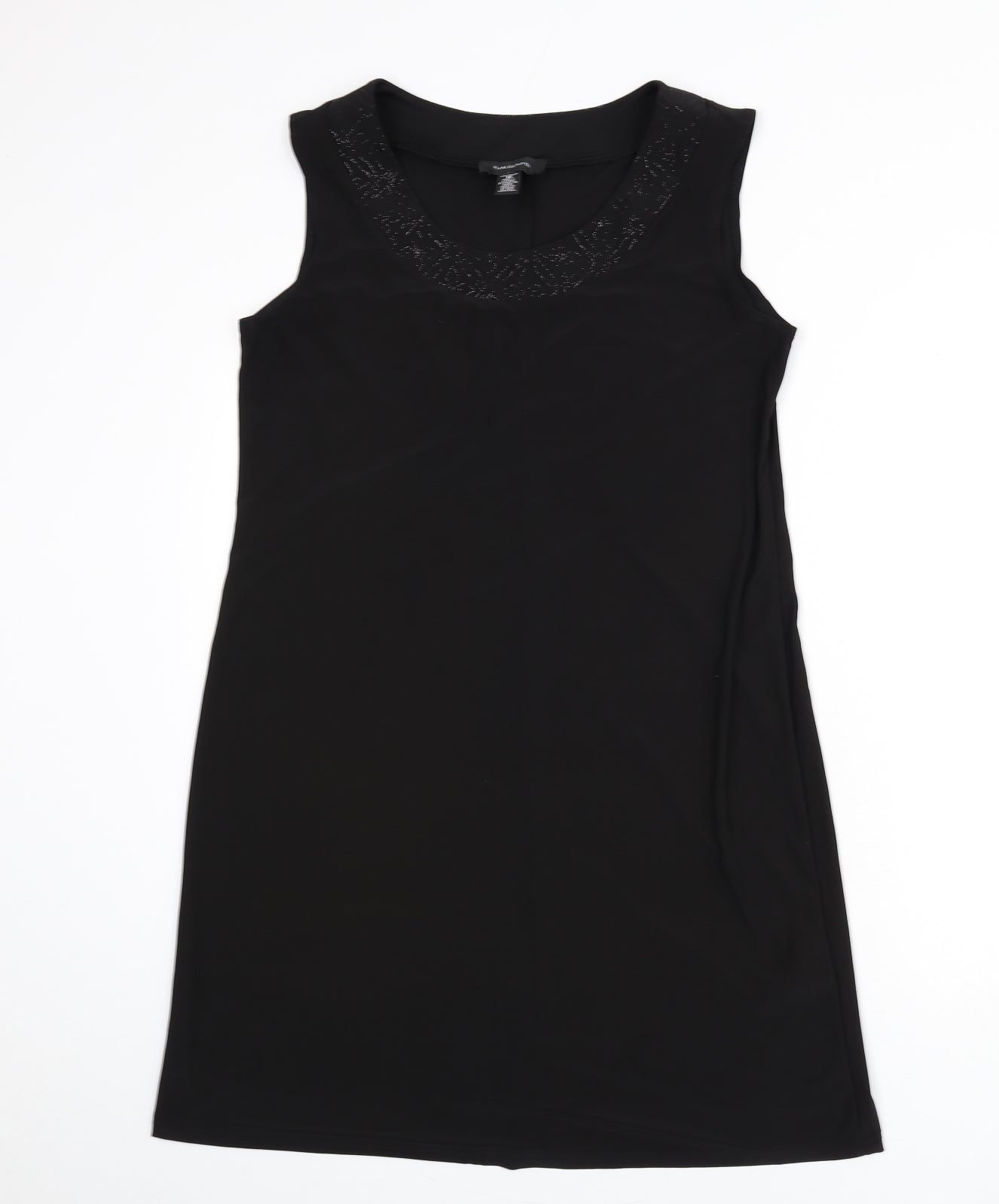 R&M Richards Womens Black Polyester A-Line Size 12 Scoop Neck Pullover - Floral Detail