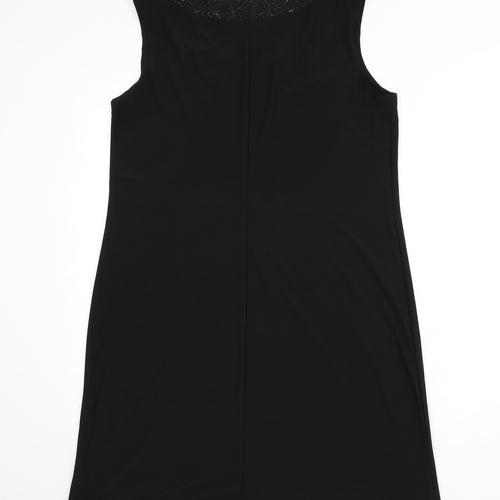 R&M Richards Womens Black Polyester A-Line Size 12 Scoop Neck Pullover - Floral Detail
