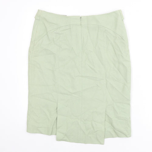 Oasis Womens Green Cotton Straight & Pencil Skirt Size 12 Zip - Back Slits