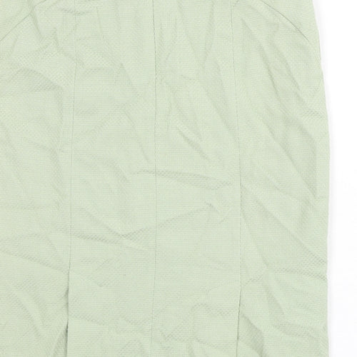 Oasis Womens Green Cotton Straight & Pencil Skirt Size 12 Zip - Back Slits