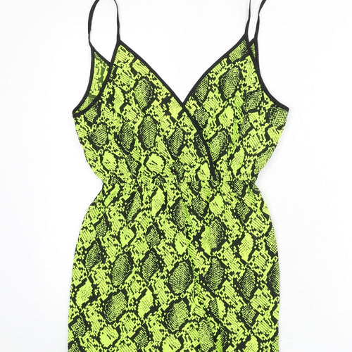 New Look Womens Green Animal Print Polyester Romper One-Piece Size S Pullover - Snake Skin Print