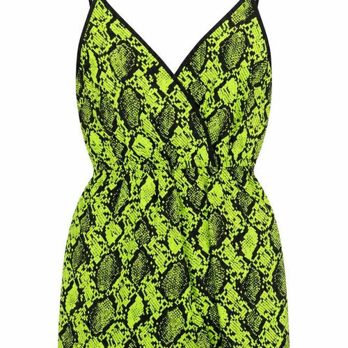 New Look Womens Green Animal Print Polyester Romper One-Piece Size S Pullover - Snake Skin Print