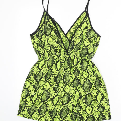 New Look Womens Green Animal Print Polyester Romper One-Piece Size S Pullover - Snake Skin Print