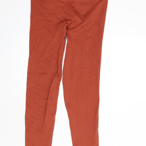 Victoria Sport Womens Orange Polyamide Capri Leggings Size 26 in L24 in Regular Pullover - Ribbed