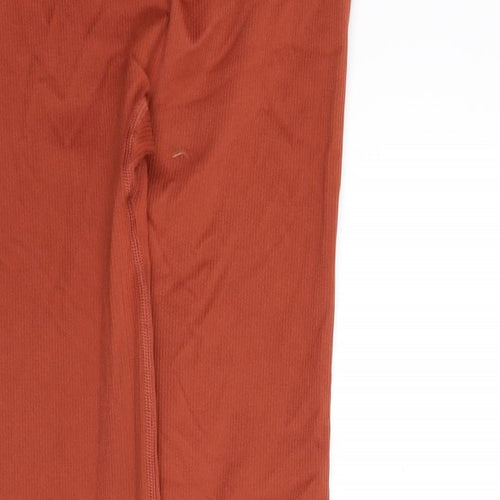 Victoria Sport Womens Orange Polyamide Capri Leggings Size 26 in L24 in Regular Pullover - Ribbed