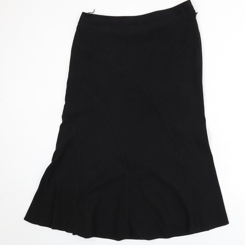 Classics Womens Black Polyester Flare Skirt Size 12 Zip
