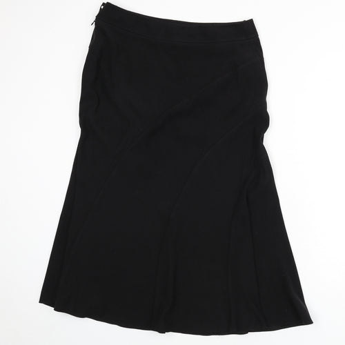 Classics Womens Black Polyester Flare Skirt Size 12 Zip