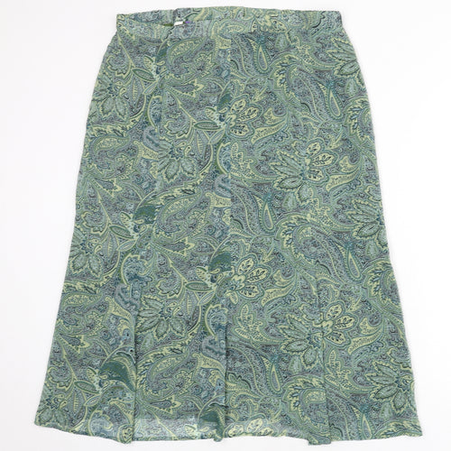 Collections Womens Green Paisley Polyester Flare Skirt Size 18 Zip