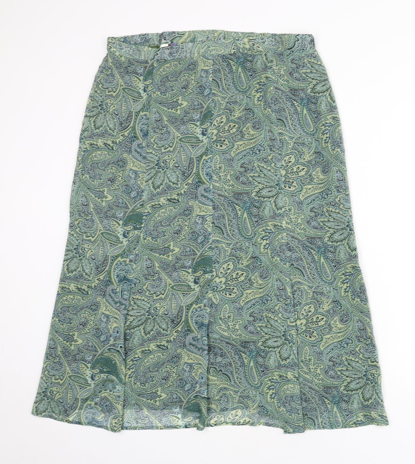Collections Womens Green Paisley Polyester Flare Skirt Size 18 Zip
