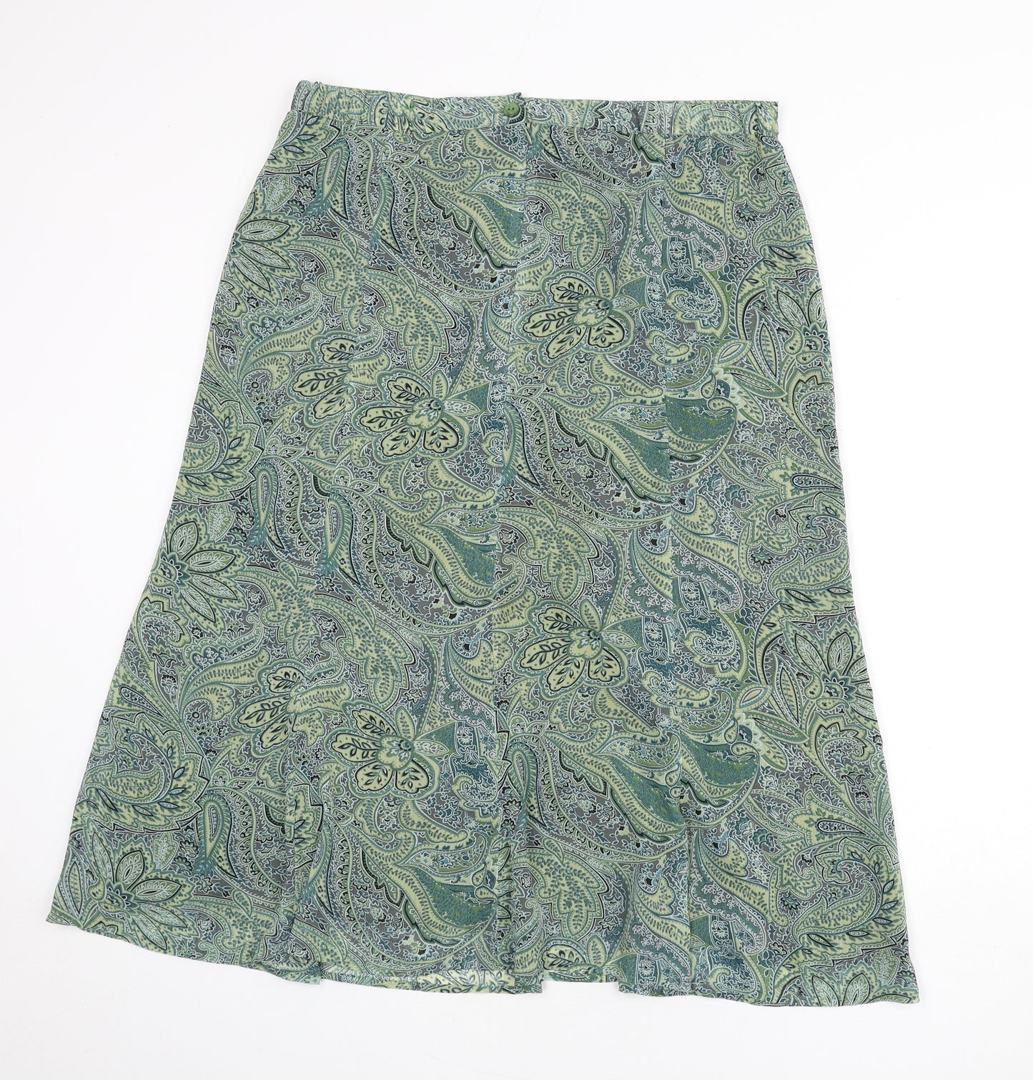 Collections Womens Green Paisley Polyester Flare Skirt Size 18 Zip