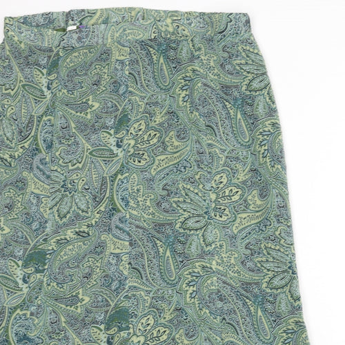 Collections Womens Green Paisley Polyester Flare Skirt Size 18 Zip