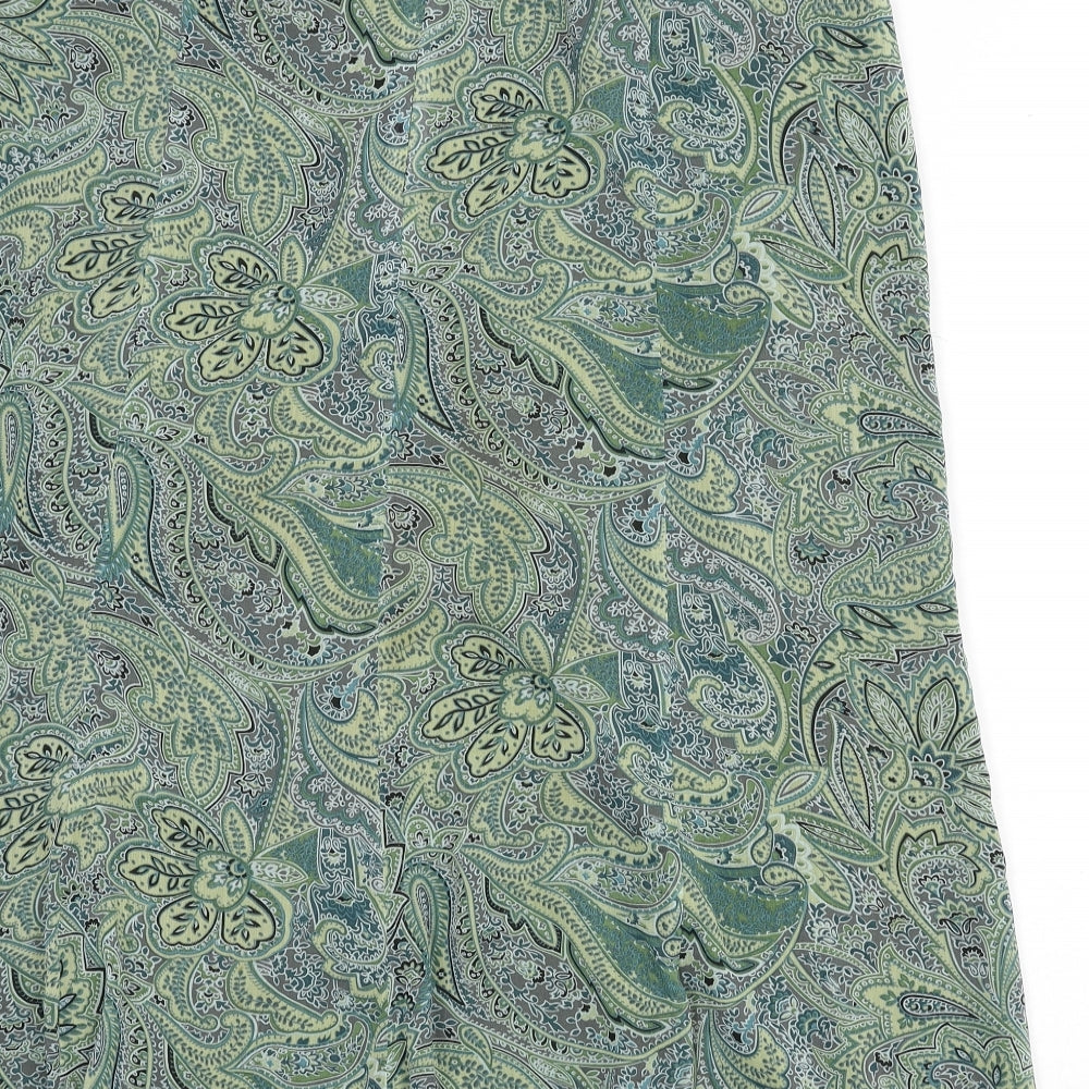 Collections Womens Green Paisley Polyester Flare Skirt Size 18 Zip
