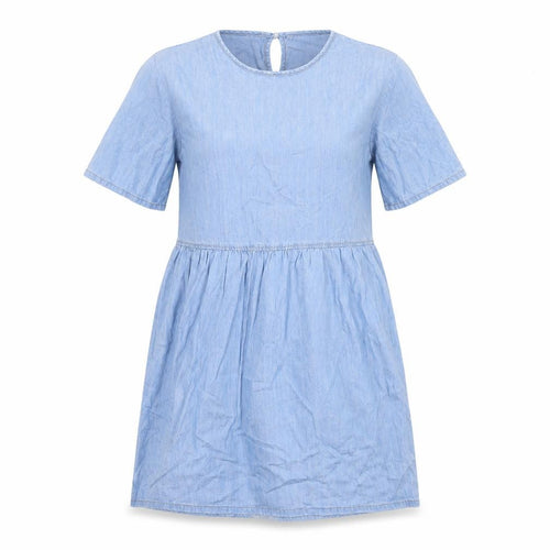 Divided by H&M Womens Blue Cotton T-Shirt Dress Size 3XS Round Neck Button