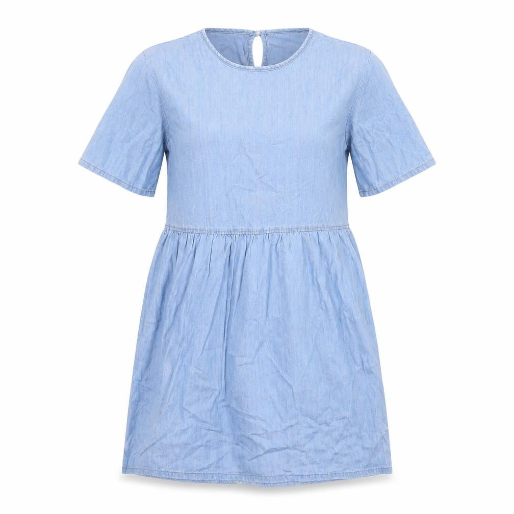 Divided by H&M Womens Blue Cotton T-Shirt Dress Size 3XS Round Neck Button