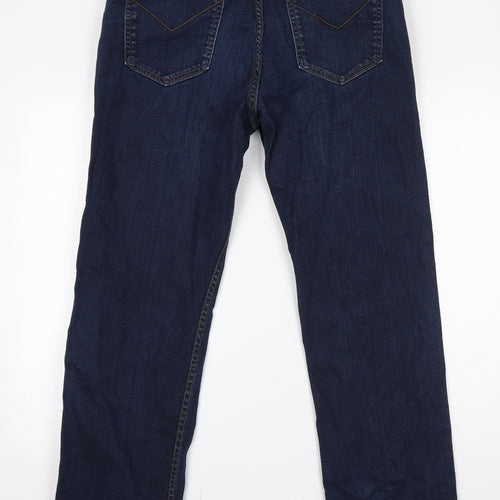 Marks and Spencer Womens Blue Cotton Straight Jeans Size 34 in L29 in Regular Zip