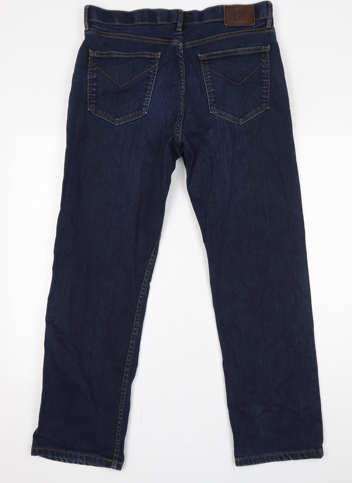 Marks and Spencer Womens Blue Cotton Straight Jeans Size 34 in L29 in Regular Zip