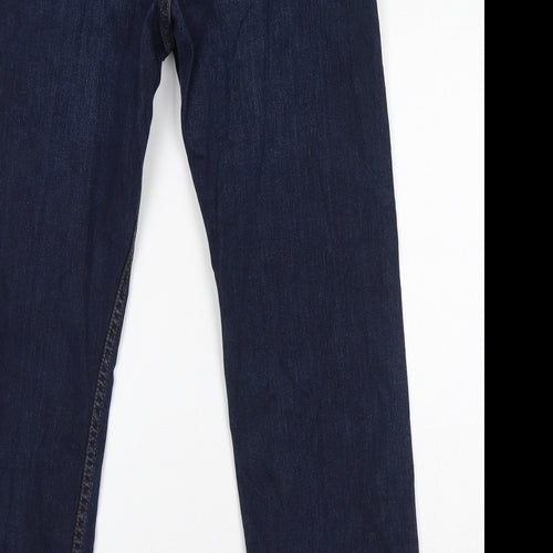 Marks and Spencer Womens Blue Cotton Straight Jeans Size 34 in L29 in Regular Zip