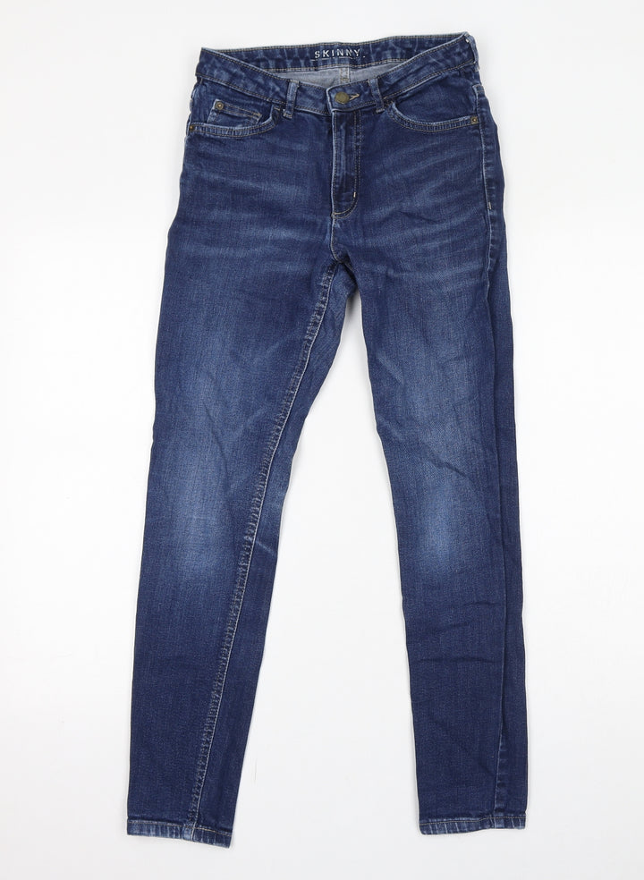 Marks and Spencer Womens Blue Cotton Skinny Jeans Size 8 L28 in Regular Zip