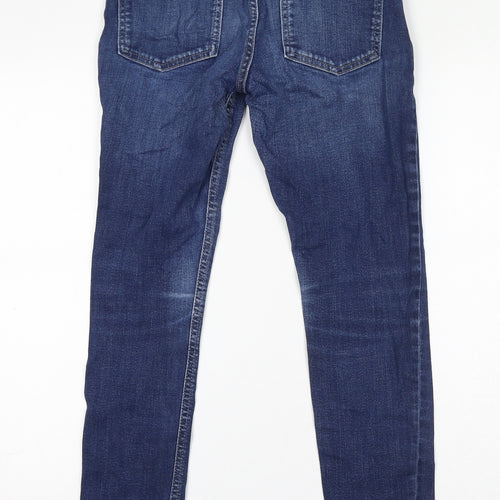 Marks and Spencer Womens Blue Cotton Skinny Jeans Size 8 L28 in Regular Zip