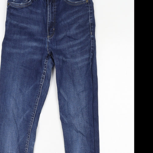 Marks and Spencer Womens Blue Cotton Skinny Jeans Size 8 L28 in Regular Zip