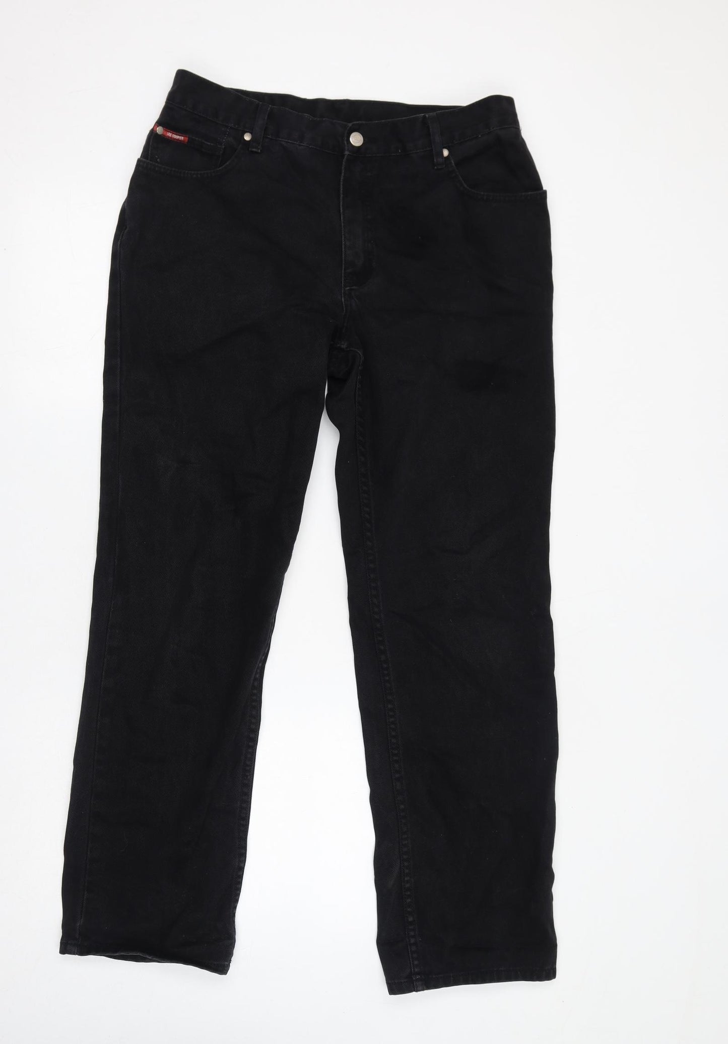 Lee Cooper Mens Black Cotton Cropped Jeans Size 36 in L32 in Regular Zip