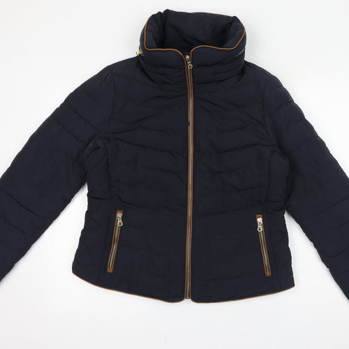 Per Una Womens Blue Puffer Jacket Jacket Size 14 Zip