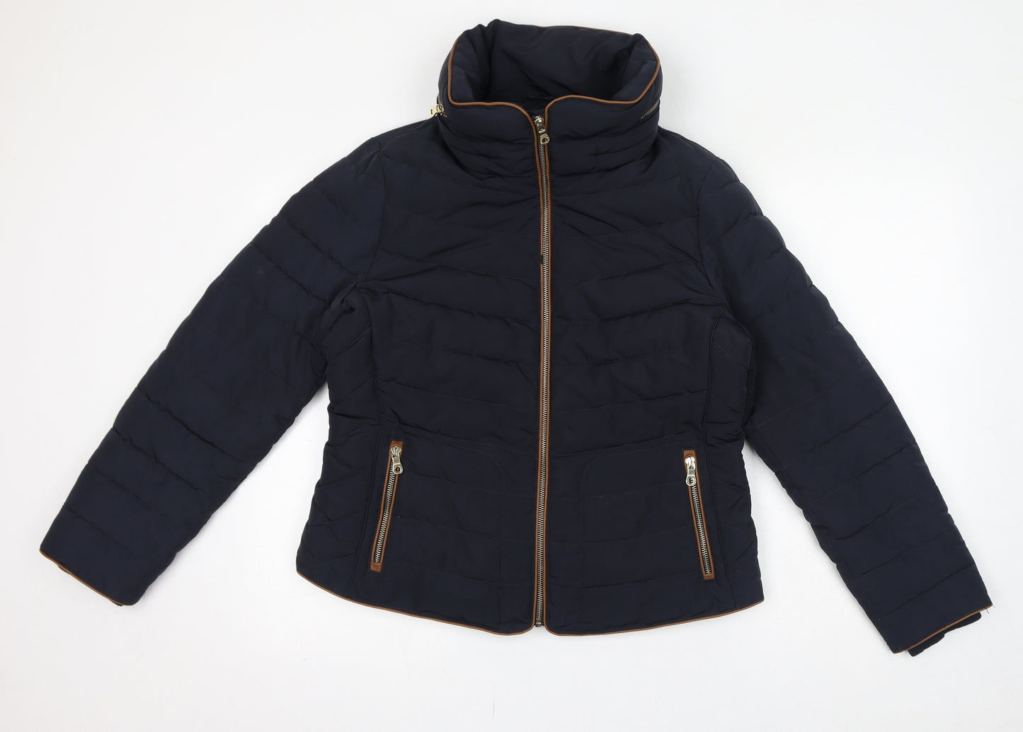 Per Una Womens Blue Puffer Jacket Jacket Size 14 Zip