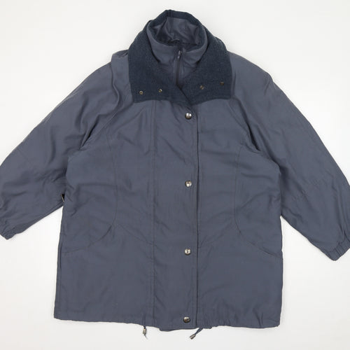St Michael Womens Blue Windbreaker Coat Size 14 Zip - Vintage