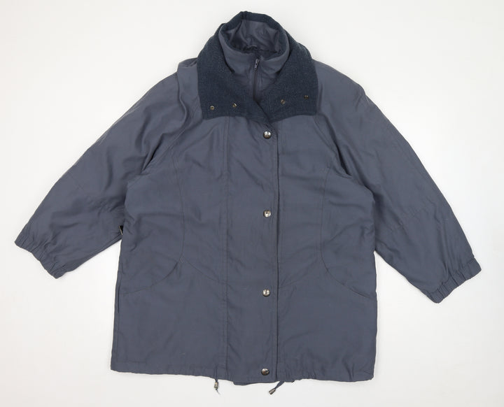 St Michael Womens Blue Windbreaker Coat Size 14 Zip - Vintage