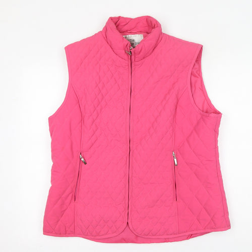 The Cotton Shirt Company Womens Pink Gilet Jacket Size L Zip - Quilted
