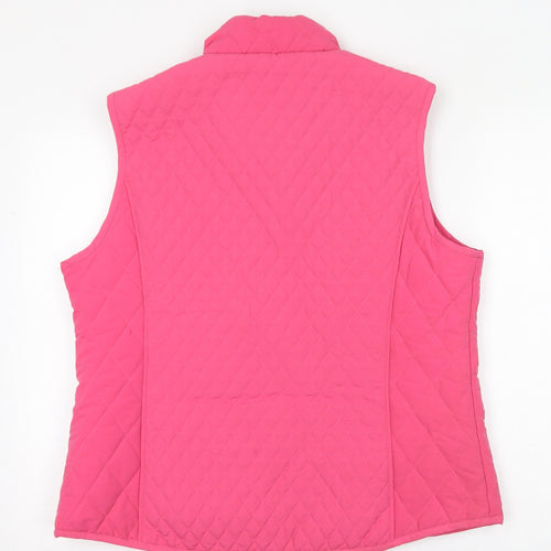 The Cotton Shirt Company Womens Pink Gilet Jacket Size L Zip - Quilted