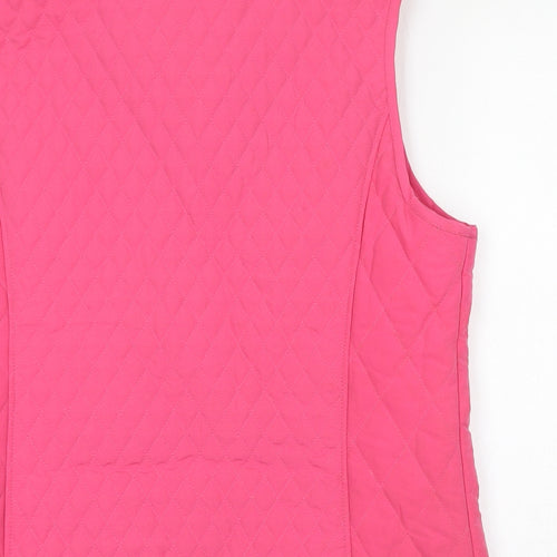 The Cotton Shirt Company Womens Pink Gilet Jacket Size L Zip - Quilted