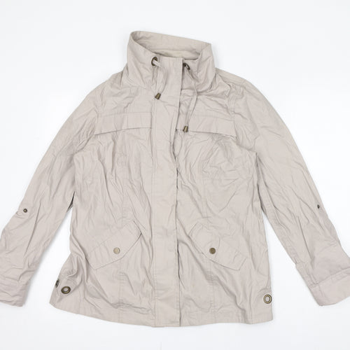 DASH Womens Beige Windbreaker Jacket Size 12 Zip
