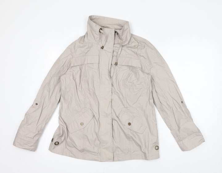 DASH Womens Beige Windbreaker Jacket Size 12 Zip