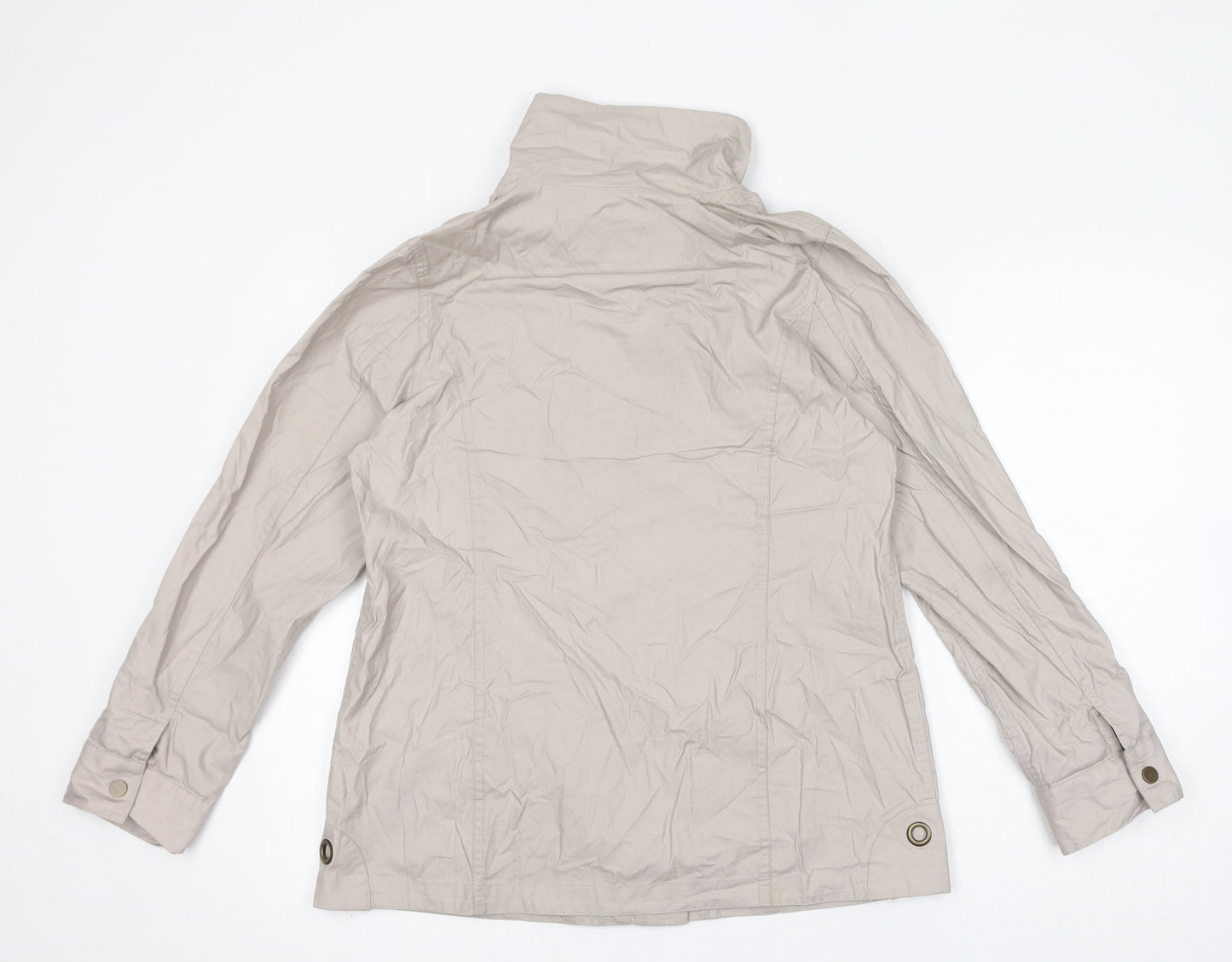 DASH Womens Beige Windbreaker Jacket Size 12 Zip