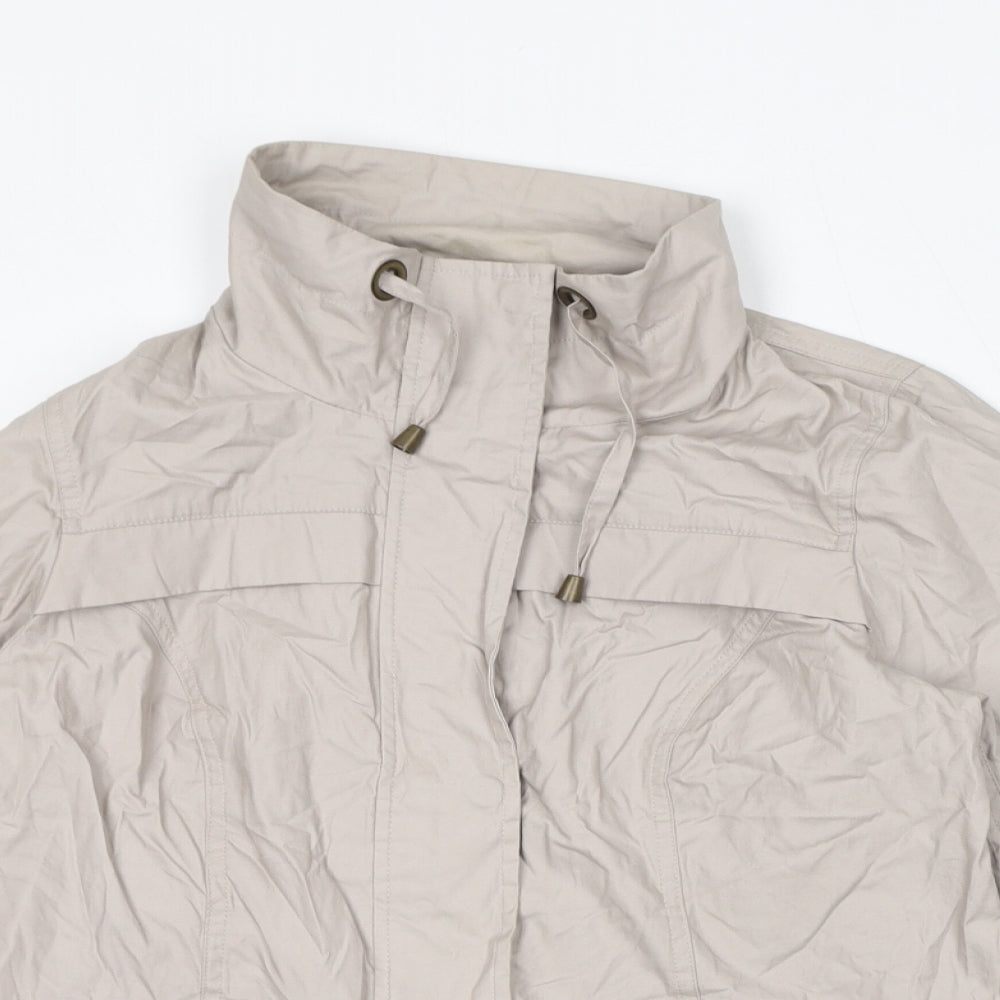 DASH Womens Beige Windbreaker Jacket Size 12 Zip