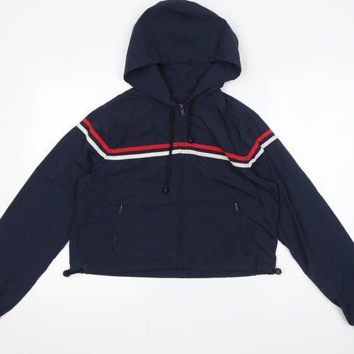 J. Galt Womens Blue Windbreaker Jacket Size S Zip - Hooded