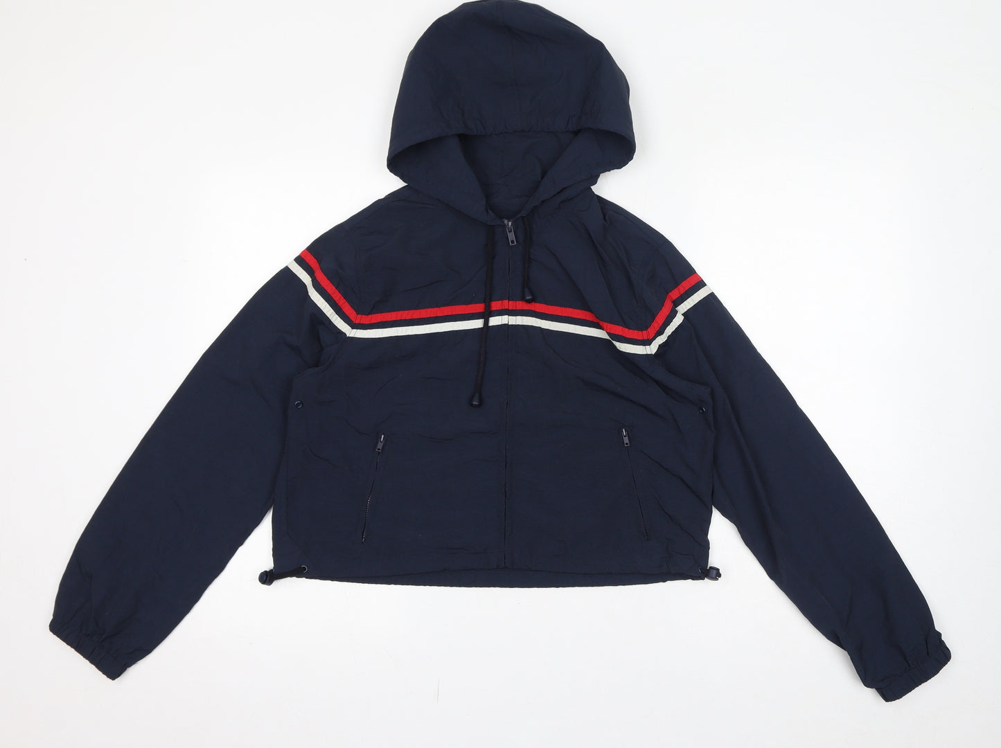 J. Galt Womens Blue Windbreaker Jacket Size S Zip - Hooded