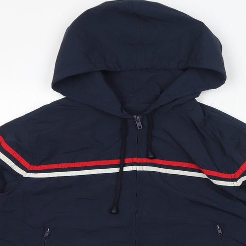 J. Galt Womens Blue Windbreaker Jacket Size S Zip - Hooded