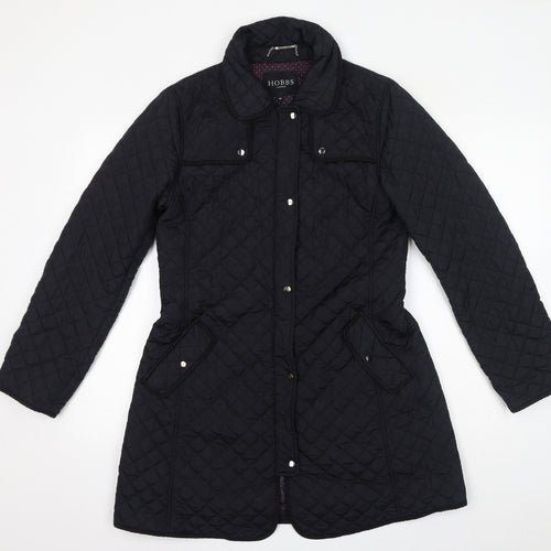 Hobbs Womens Black Quilted Coat Size 10 Zip