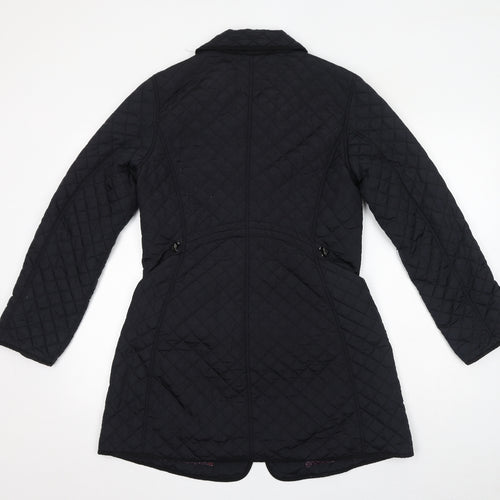 Hobbs Womens Black Quilted Coat Size 10 Zip