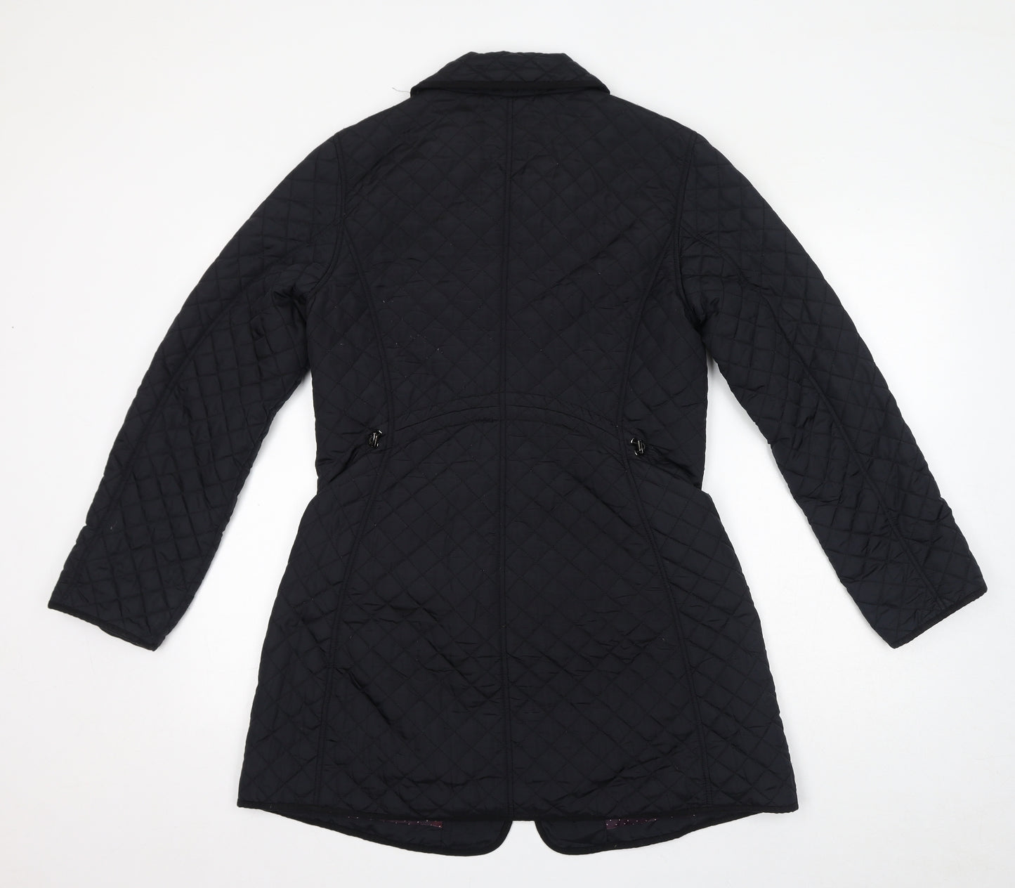 Hobbs Womens Black Quilted Coat Size 10 Zip