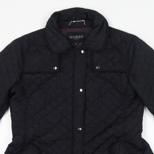 Hobbs Womens Black Quilted Coat Size 10 Zip