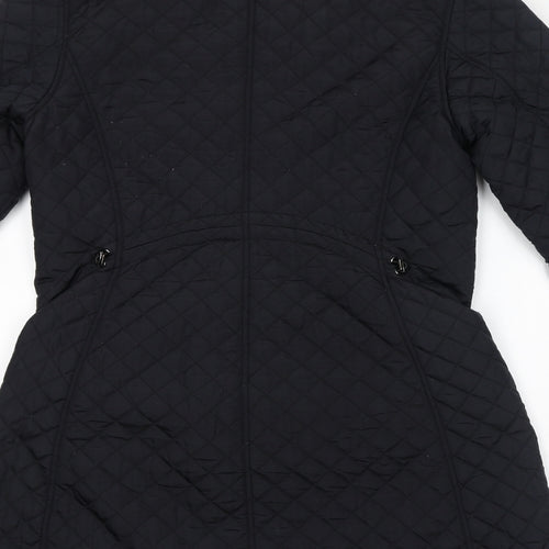 Hobbs Womens Black Quilted Coat Size 10 Zip